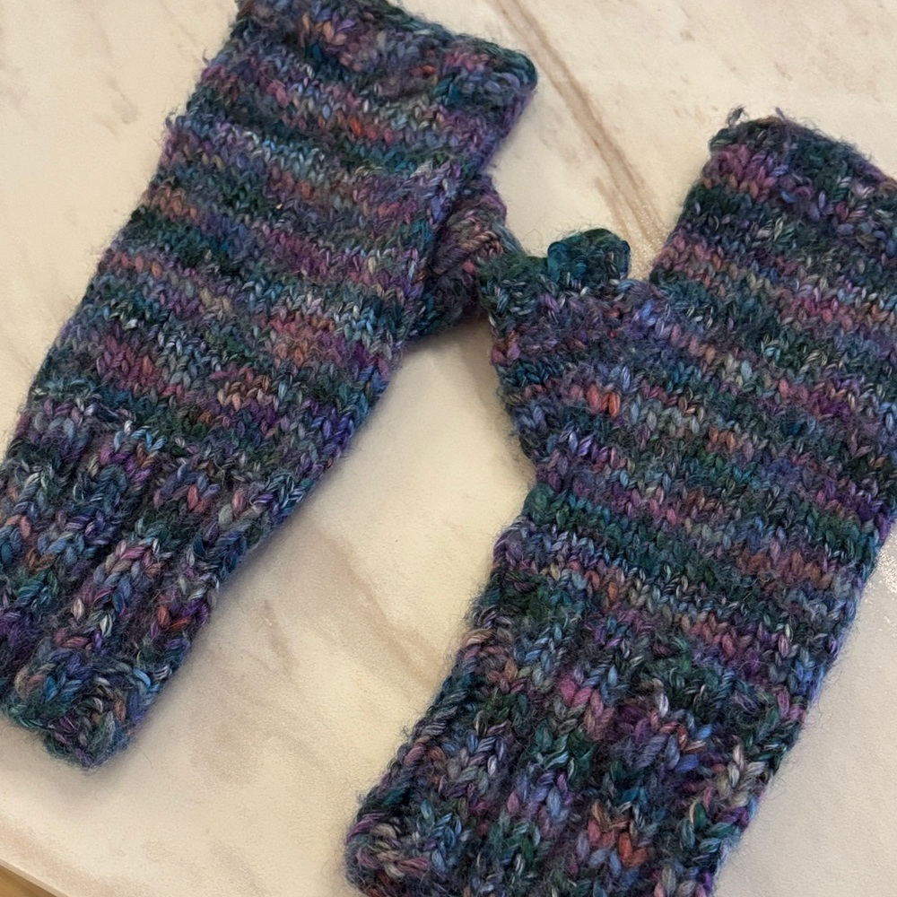 Handmade Mulberry Blend Fingerless Mittens - Women Accessories